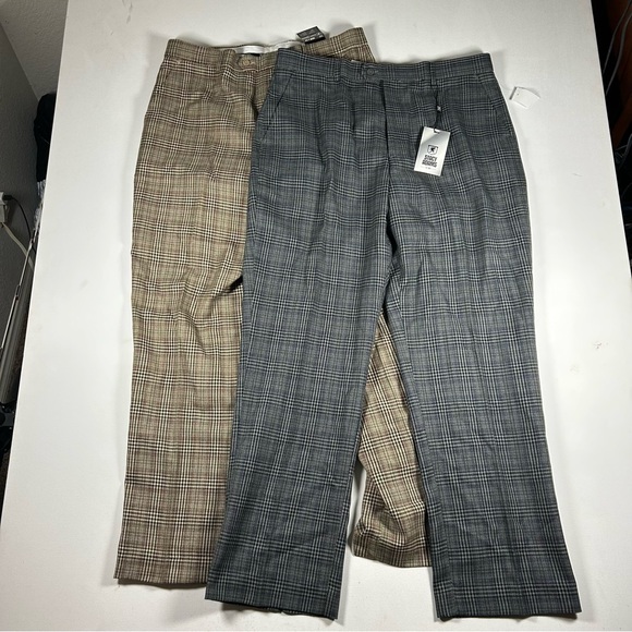 Stacy Adams Pants Mens 38x32 Plaid Rayon Dress Pants Lot 2 MSRP $160 New /w TAGS